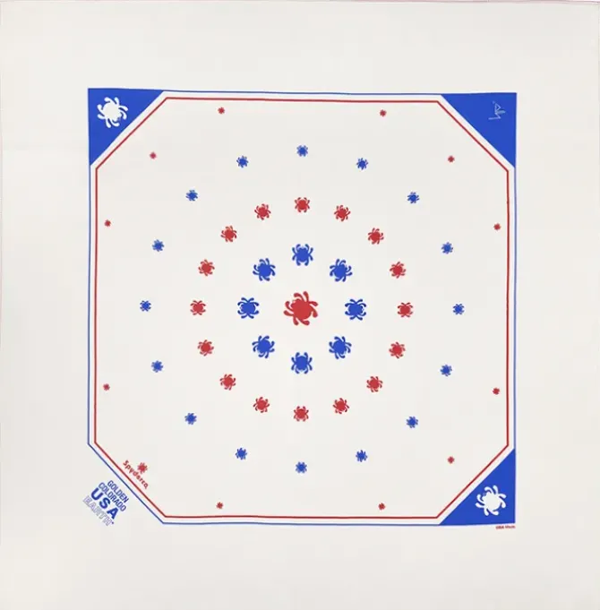 Bandana Ivory with Red and Blue Bugs